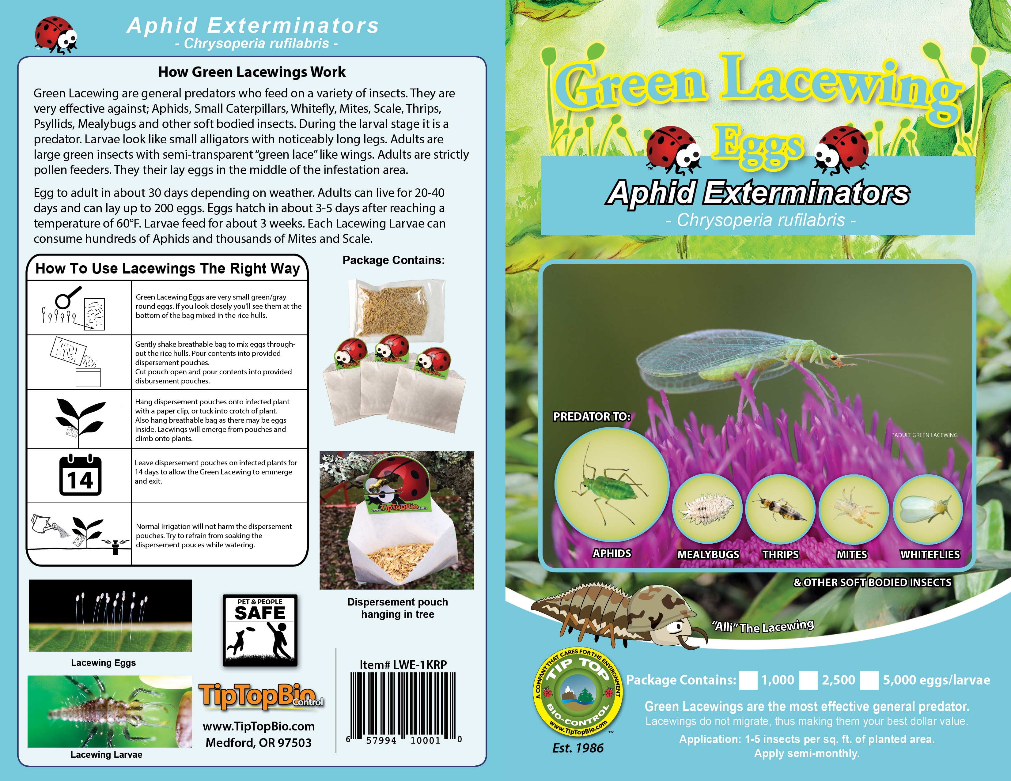 Green Lacewing Eggs in Rice Hulls - Retail Pouch